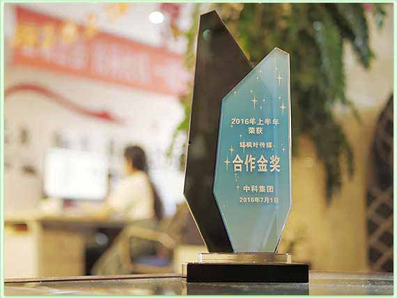 2016年荣获中科集团2016年上半年“合作金奖”